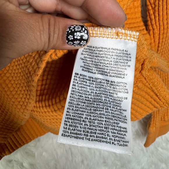 The North Face Womens Orange Waffle Knit Long Sleeve Thermal Top‎ Size S Outdoor - Picture 4 of 8